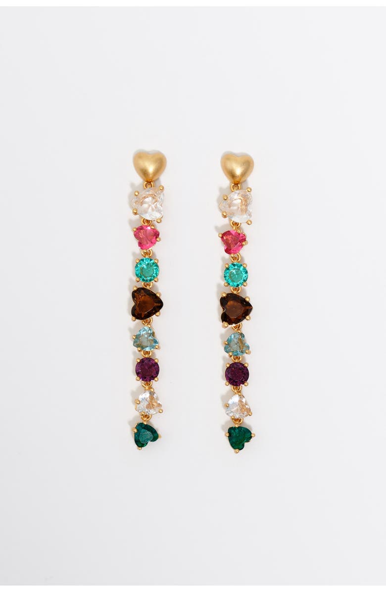 Bimba y Lola Crystal Hearts Earrings, Main, color, Gold