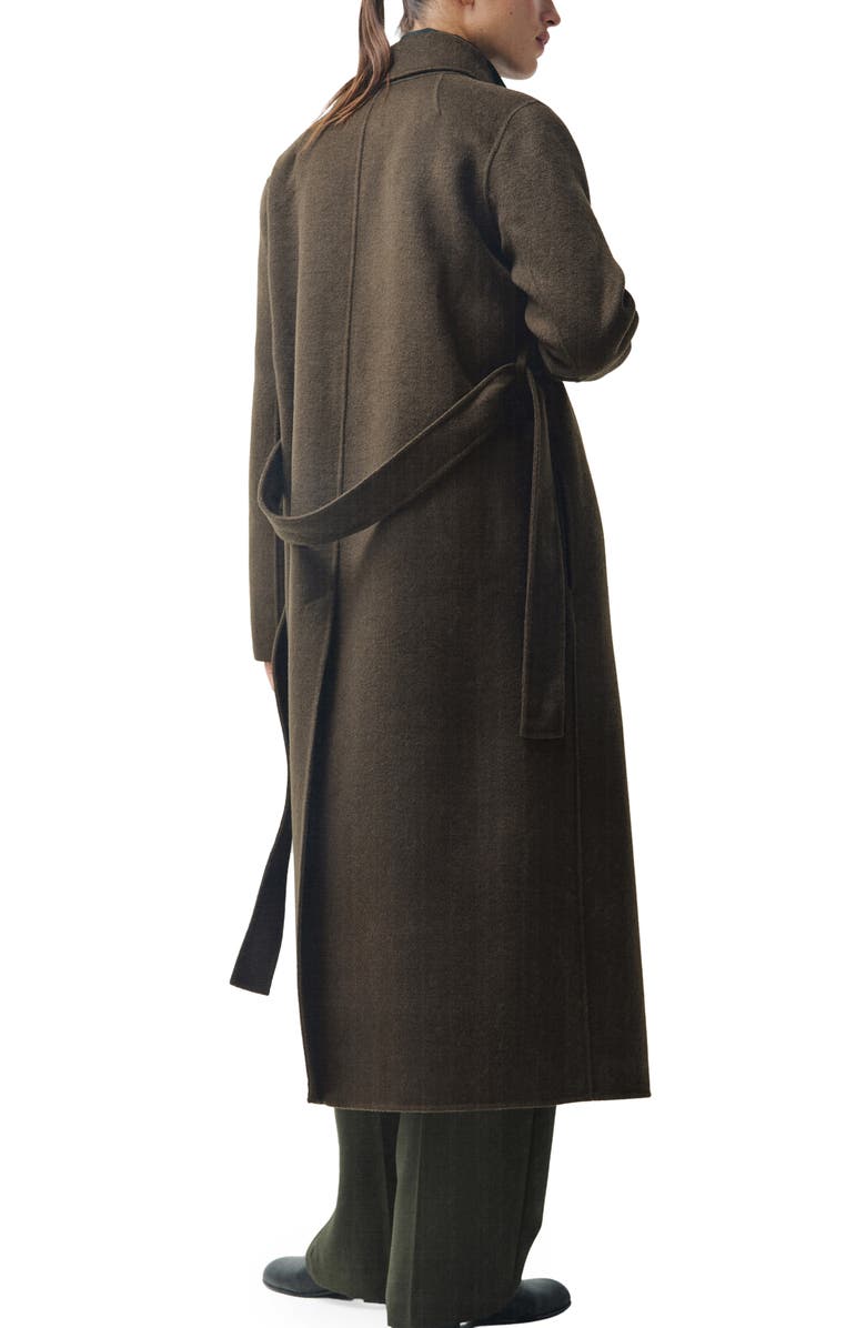 MANGO Wool Blend Wrap Coat, Alternate, color, Khaki Green