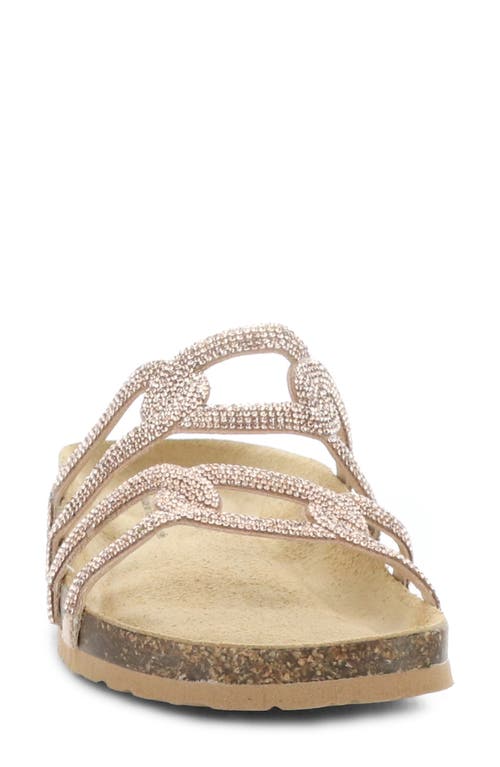Bos. & Co. Peppy Crystal Strap Slide Sandal In Rose Gold