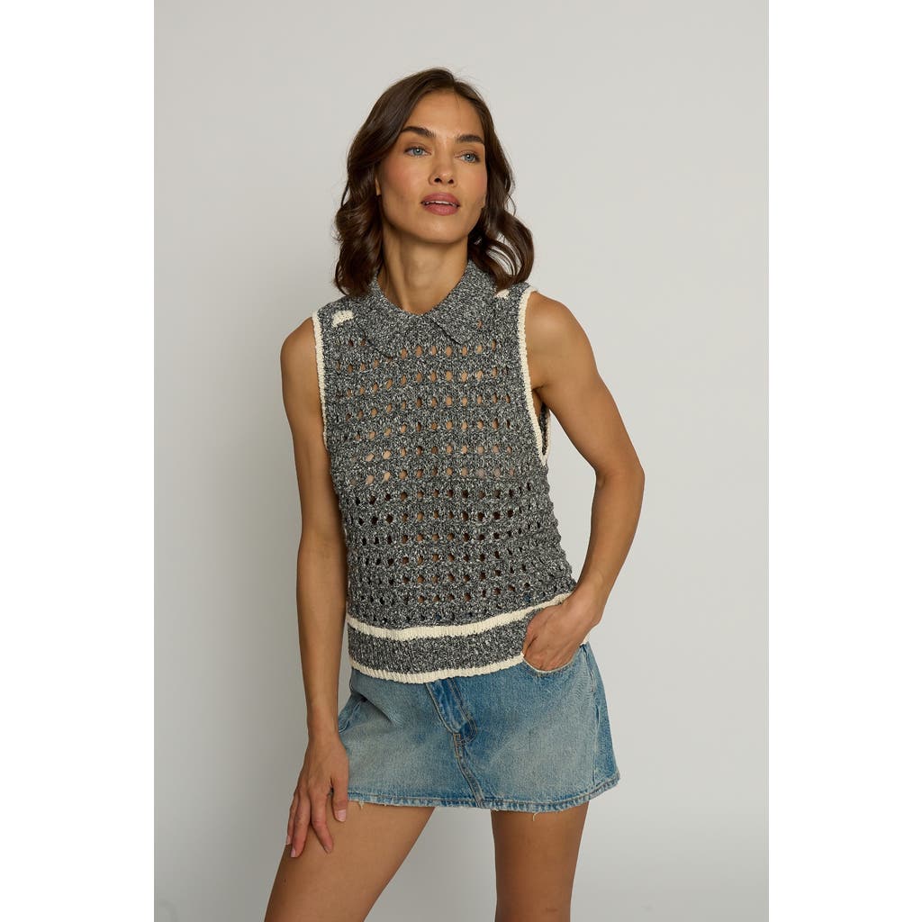 Central Park West Sleeveless Cropped Open Stitch Top