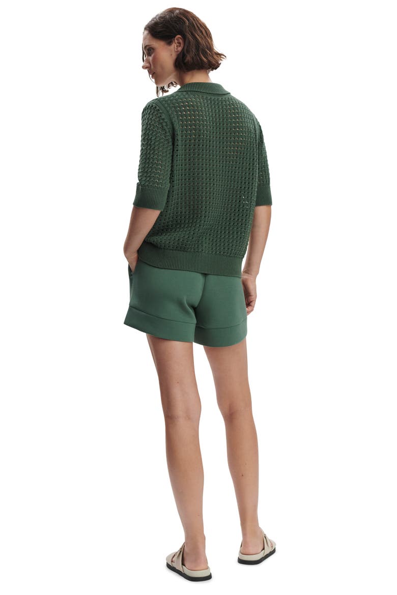 Ellie Open Cable Knit Camp Shirt, Alternate, color, CILANTRO