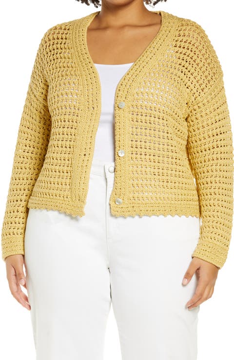 Crochet Cotton Cardigan (Plus Size)