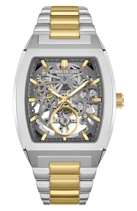 The Hollis Tonneau Skeleton Automatic Bracelet Watch, 40mm x 52.5mm