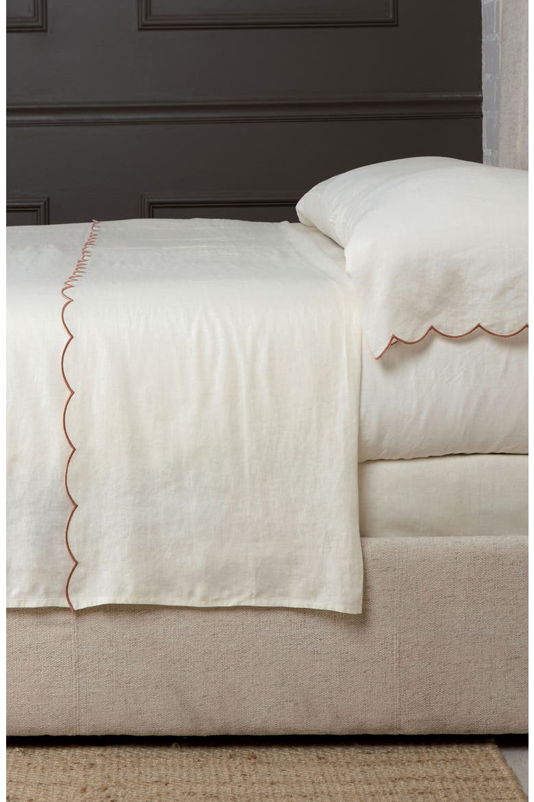 Kelly Linen Sheet Set, Alternate, color, CREAM/ TERRA COTTA