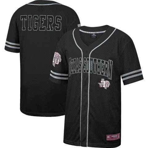 Men's Colosseum Black Texas Southern Tigers Free Spirited Mesh Button-Up Baseball Jersey