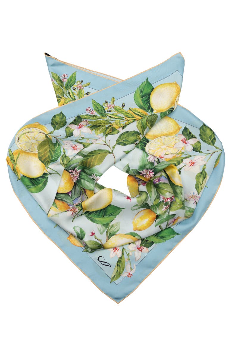 Elizabetta Limoni Fioriti - Silk Foulard for Women, Alternate, color, Sky Blue
