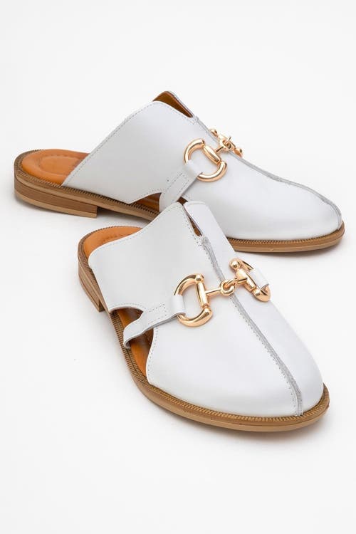 Forever & Always Shoes Favor Leather Mules In White