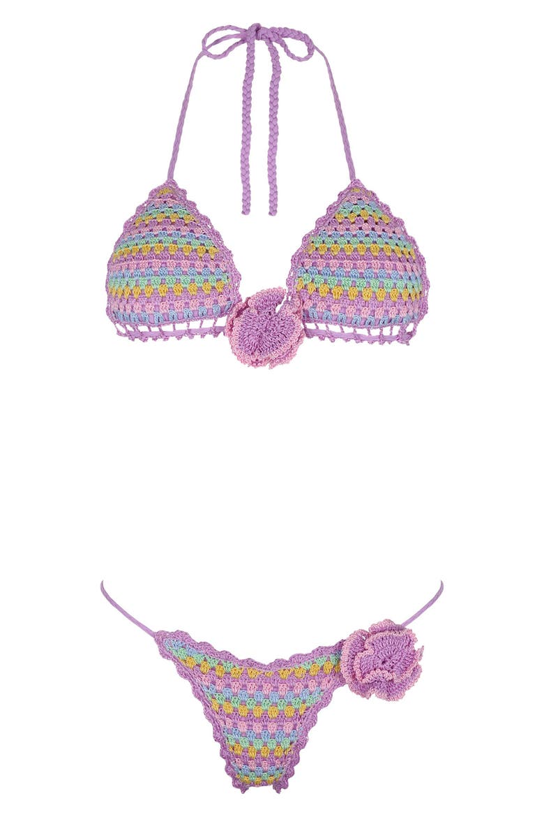 Beatriz Crochet Bikini Top, Alternate, color, PURPLE
