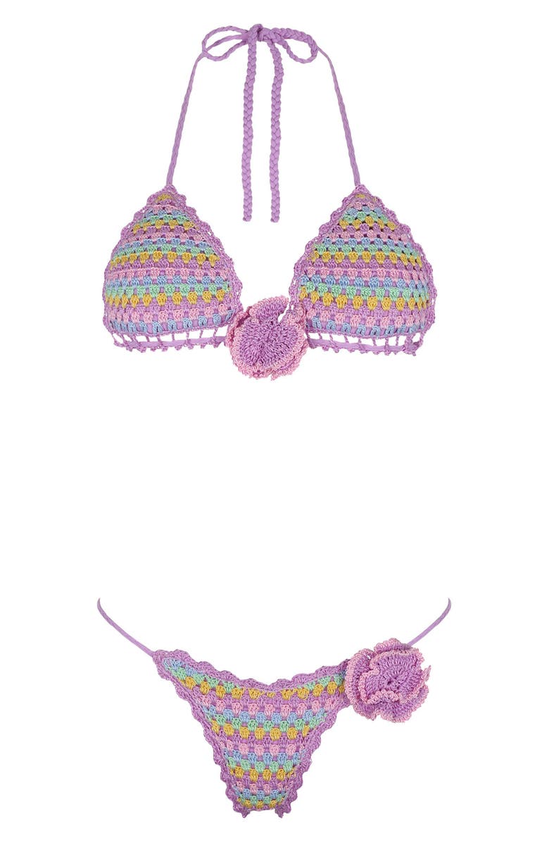 Capittana Beatriz Crochet Bikini Top, Alternate, color, Purple