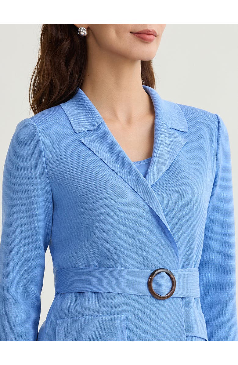 Misook Belted Tonal Flat Knit Jacket, Alternate, color, Tranquil Blue