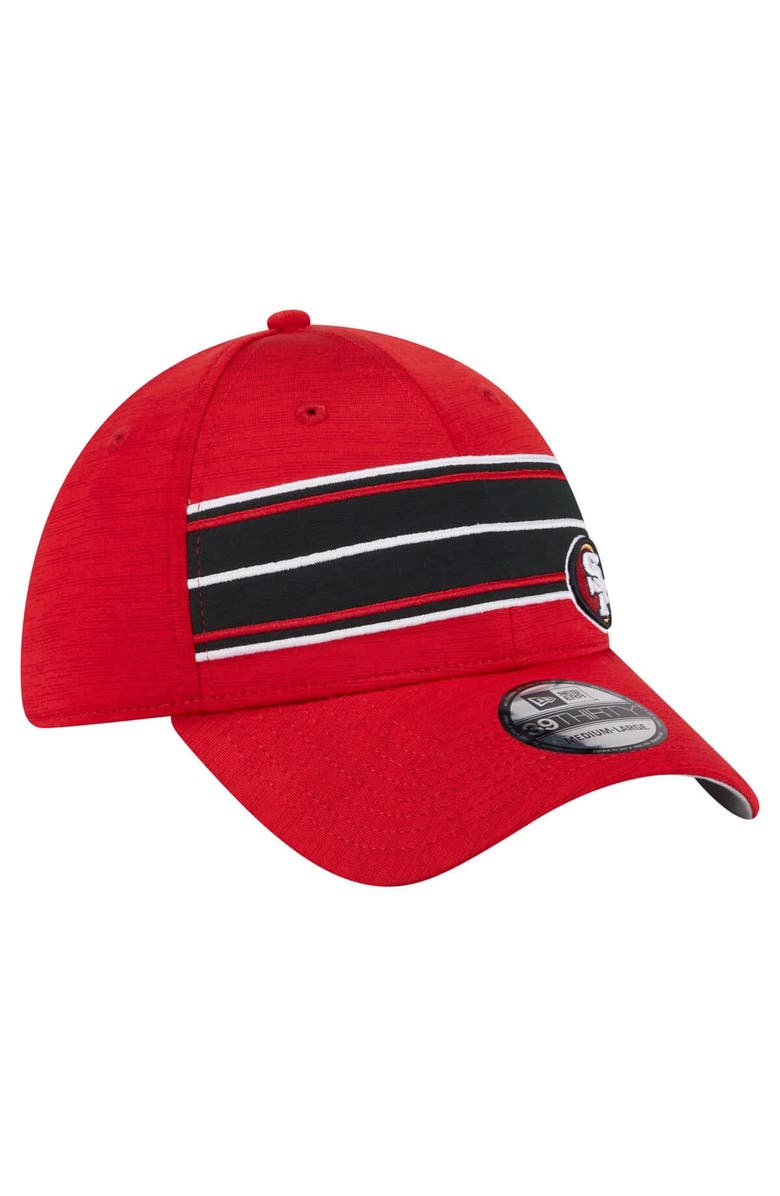 New Era Men's New Era Scarlet San Francisco 49ers Stripes 39THIRTY Flex Hat, Alternate, color, Scarlet