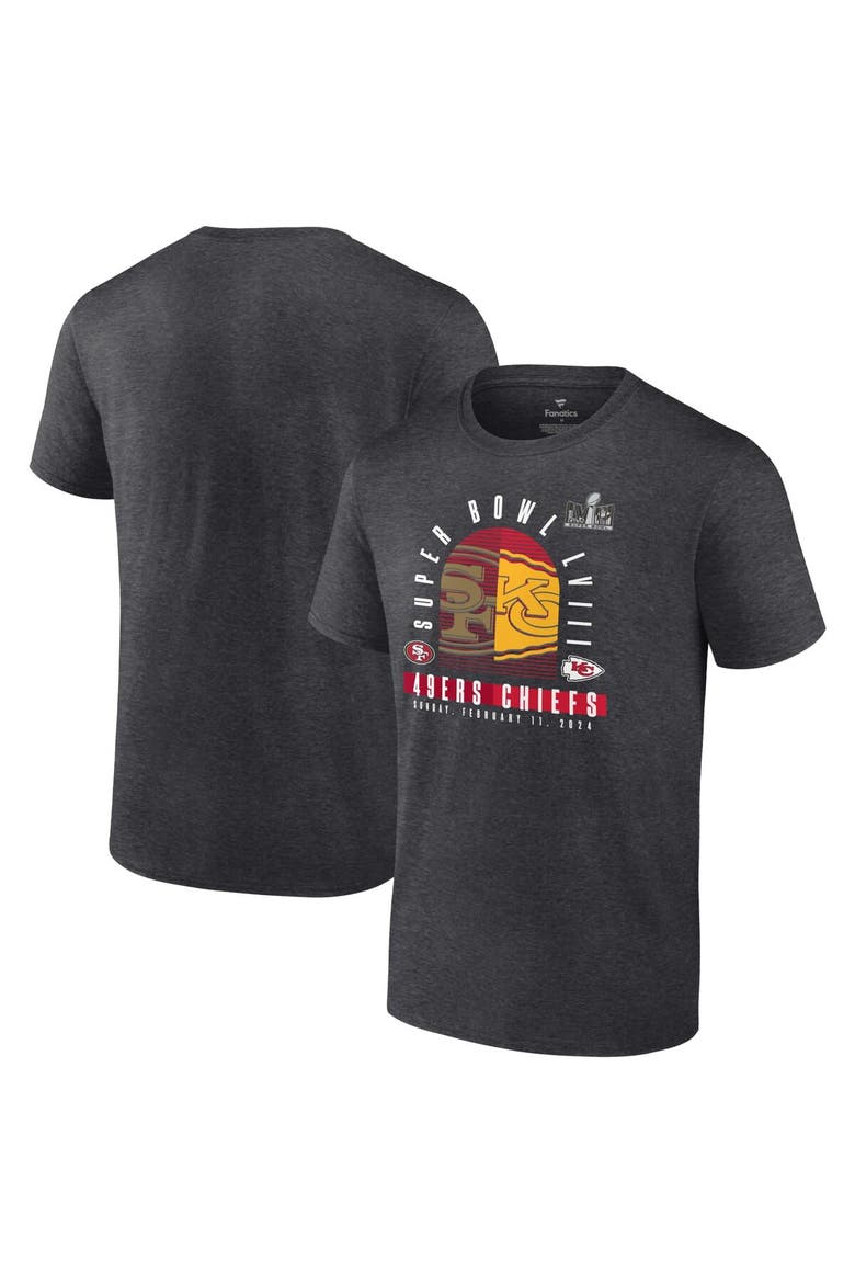 Men's Fanatics Branded Heather Charcoal Kansas City Chiefs vs. San Francisco 49ers Super Bowl LVIII Matchup Big & Tall T-Shirt, Alternate, color, Heather Charcoal