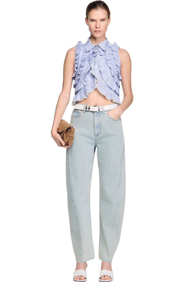 SANDRO Mini Mambo suede bag, Alternate, color, Caramel