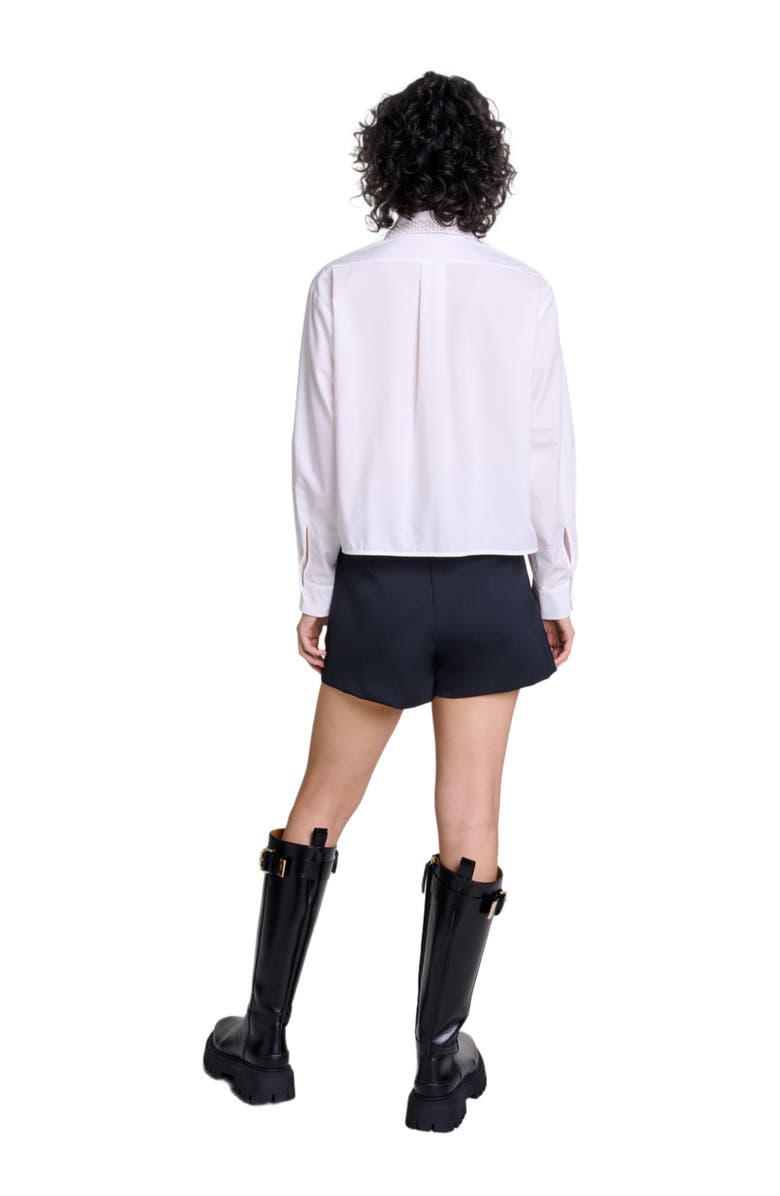 maje Beaded cropped shirt, Alternate, color, 