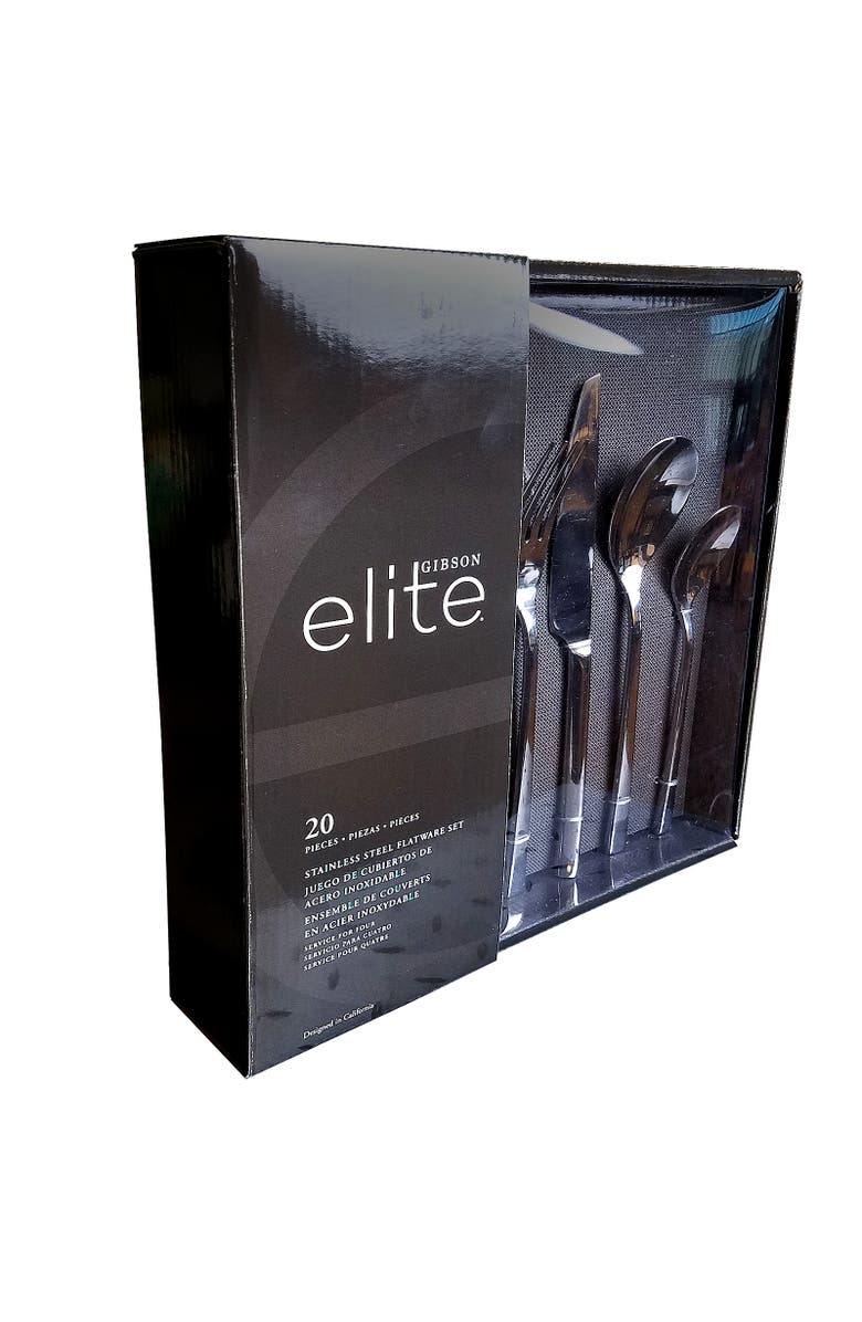 Gibson Elite Sparland 20 Piece Stainless Steel Flatware Set, Main, color, Silver
