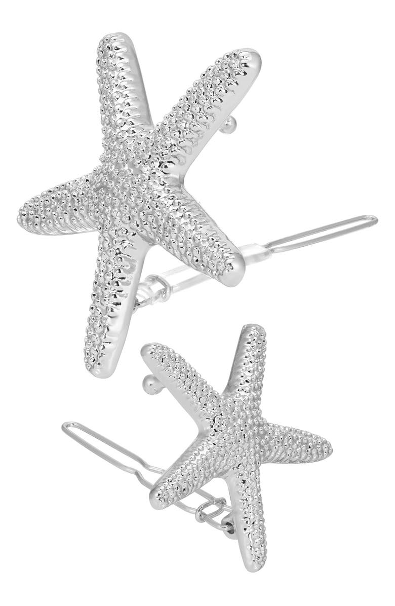 Ettika Beachcomber Set of 2 Barrettes, Alternate, color, Silver