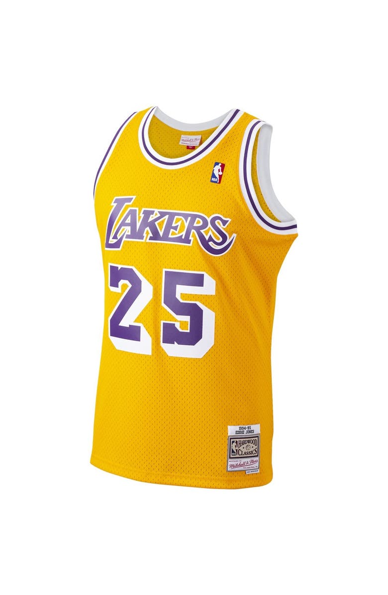 Mitchell & Ness Men's Mitchell & Ness Ed Jones Gold Los Angeles Lakers 1994-95 Hardwood Classics Swingman Player Jersey, Alternate, color, 