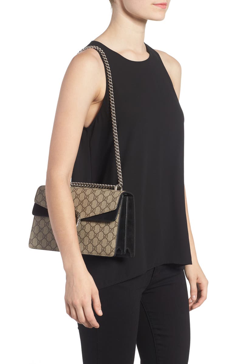 Gucci Small Canvas & Suede Shoulder Bag, Alternate, color,