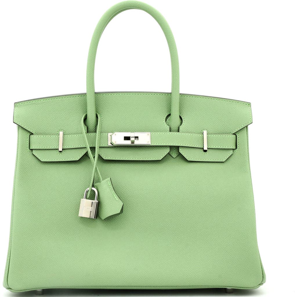 Pre-owned Hermes Hermes Birkin Handbag Green Epsom With Palladium Hardware 30 In Green