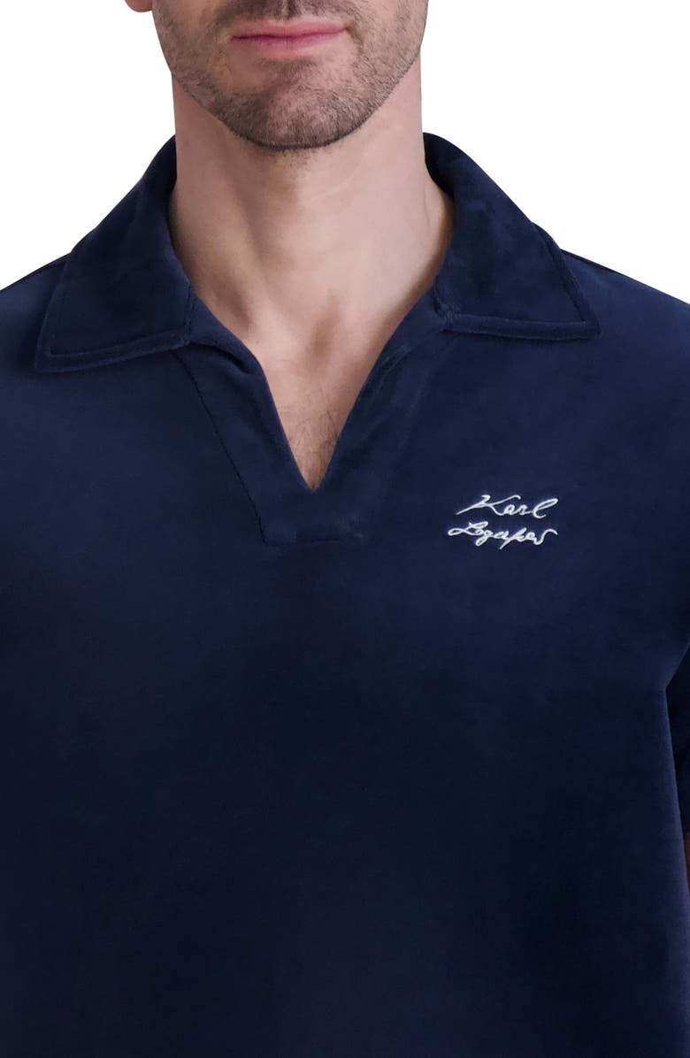 KARL LAGERFELD PARIS Johnny Collar Terry Cloth Polo, Alternate, color,
