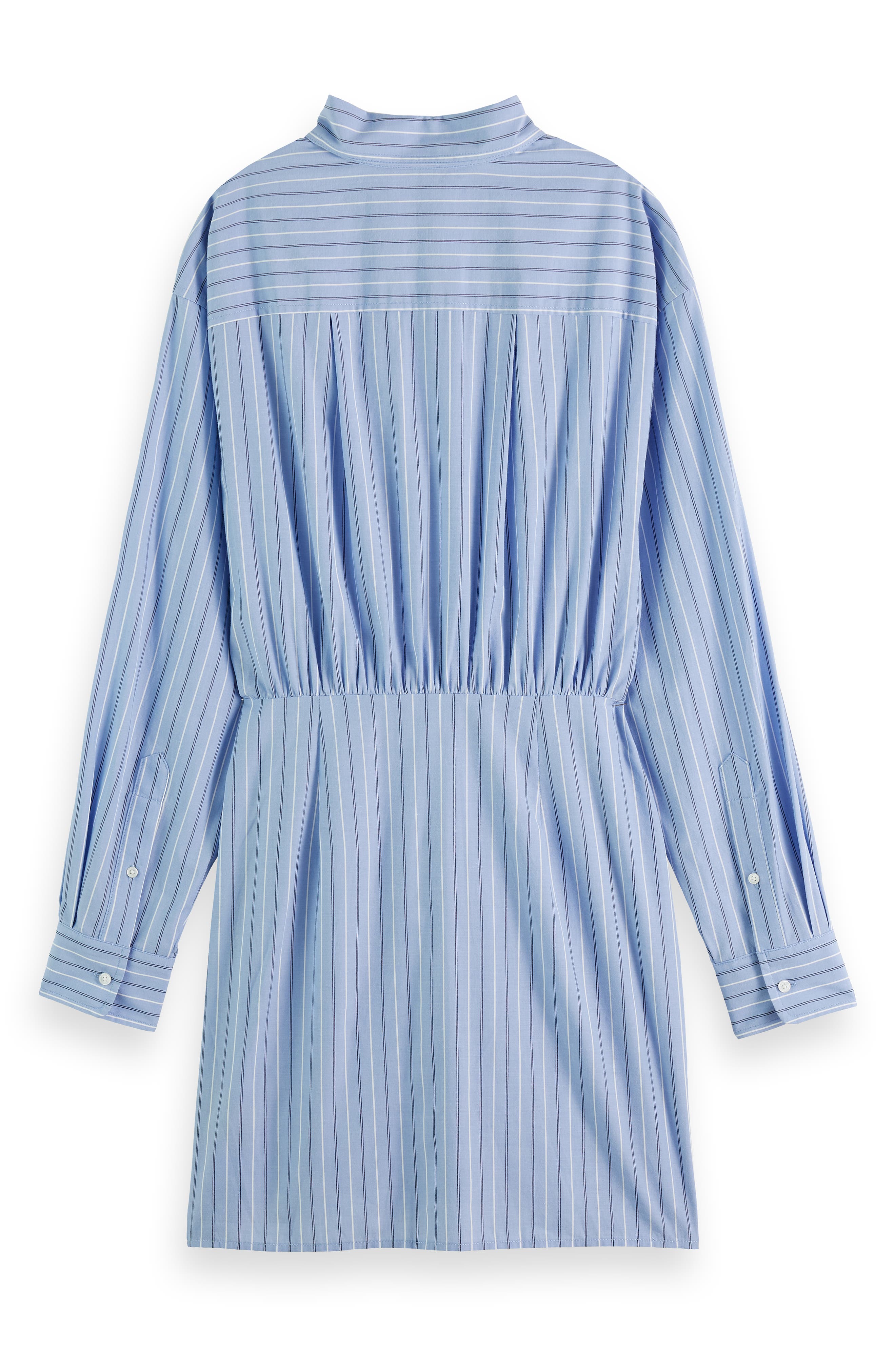 Long Sleeve Poplin Faux Wrap Shirtdress