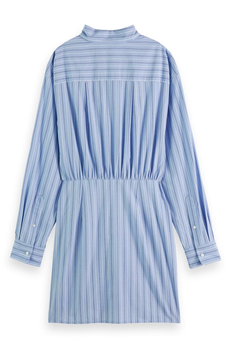 Scotch & Soda Long Sleeve Poplin Faux Wrap Shirtdress, Alternate, color, Mystic Blue Stripe