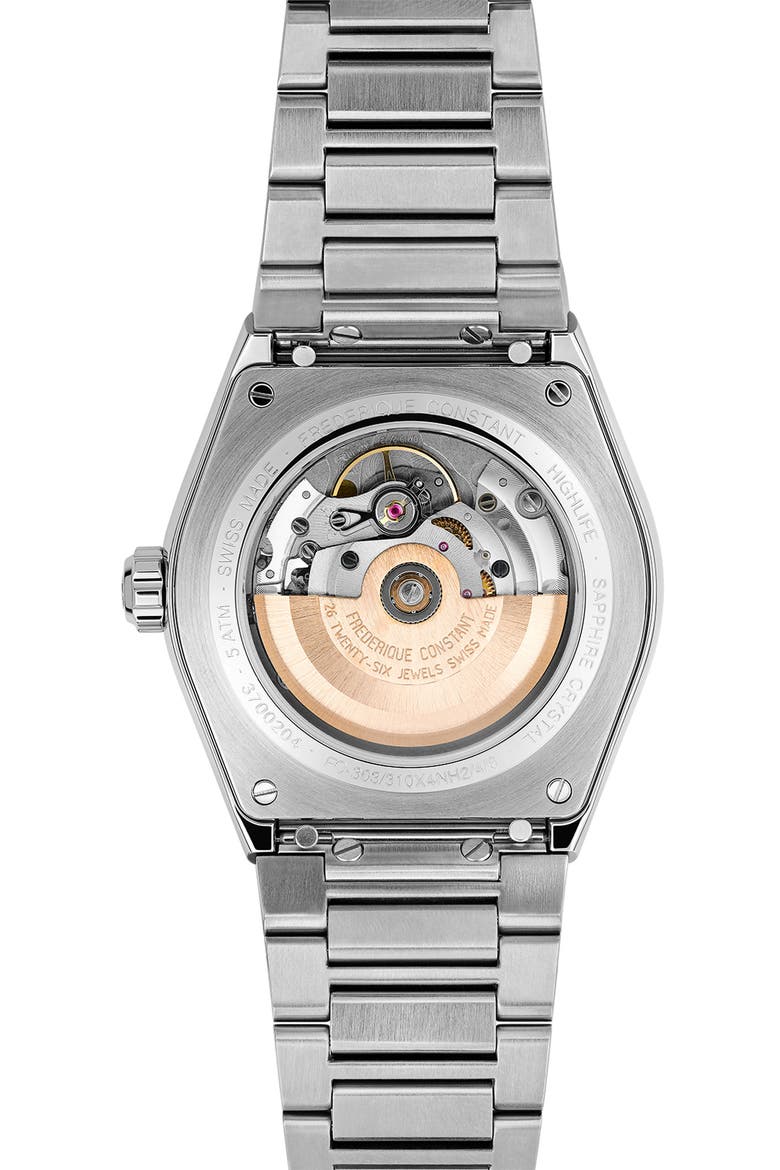Highlife Heart Beat Automatic Bracelet/Leather Strap Watch, 41mm, Alternate, color, SILVER-TONE
