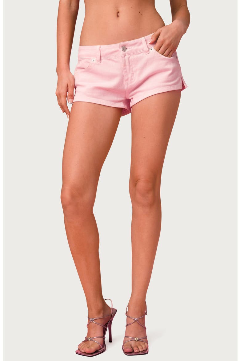 Low Rise Denim Micro Shorts, Main, color, LIGHT-PINK