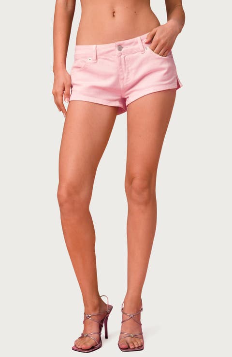 Low Rise Denim Micro Shorts