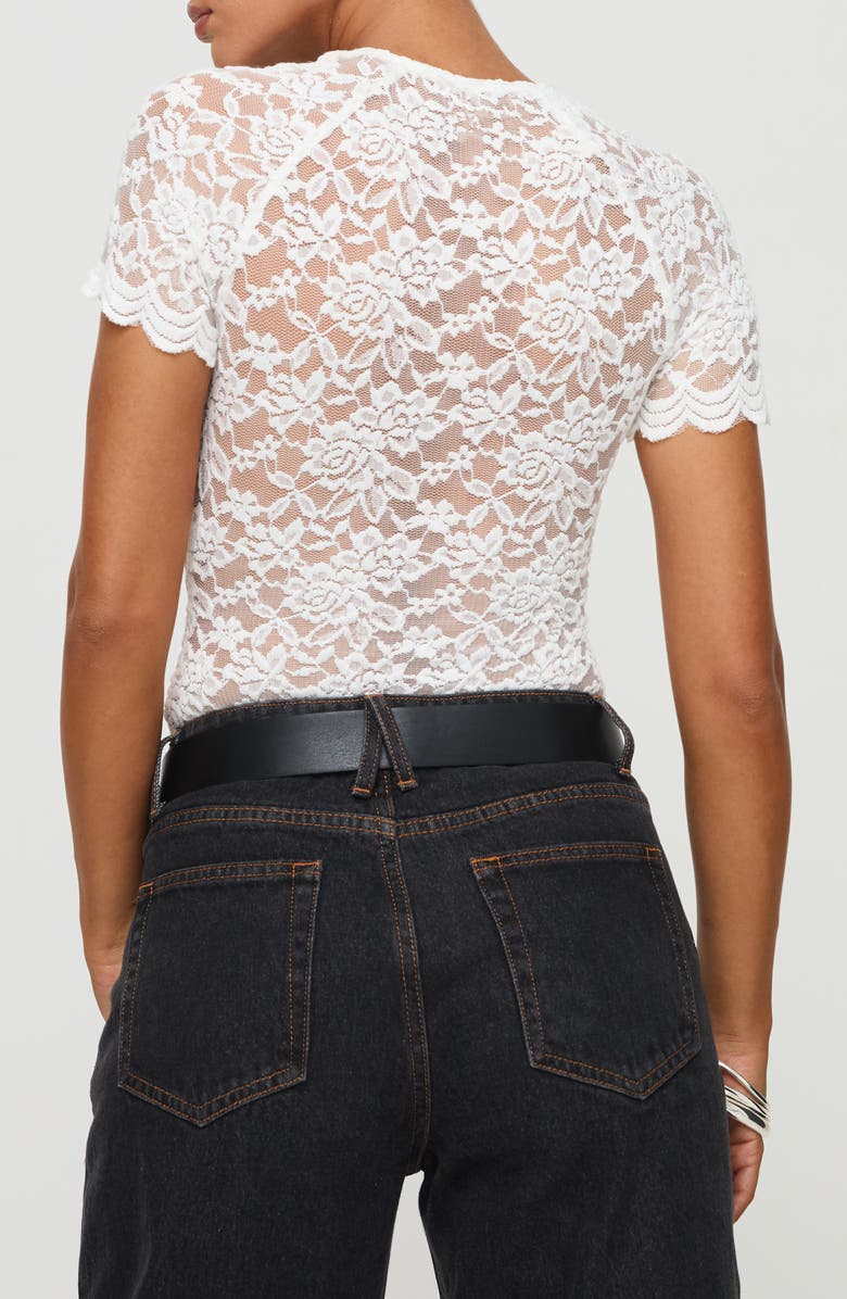 Princess Polly Giallo Cutout Lace Bodysuit, Alternate, color, White