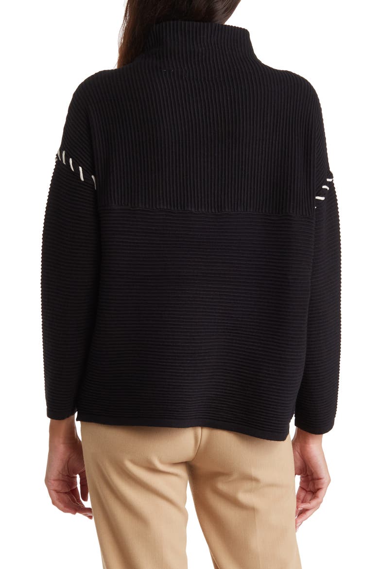 Mock Neck Ottoman Sweater, Alternate, color, BLACK OAT HEATHER