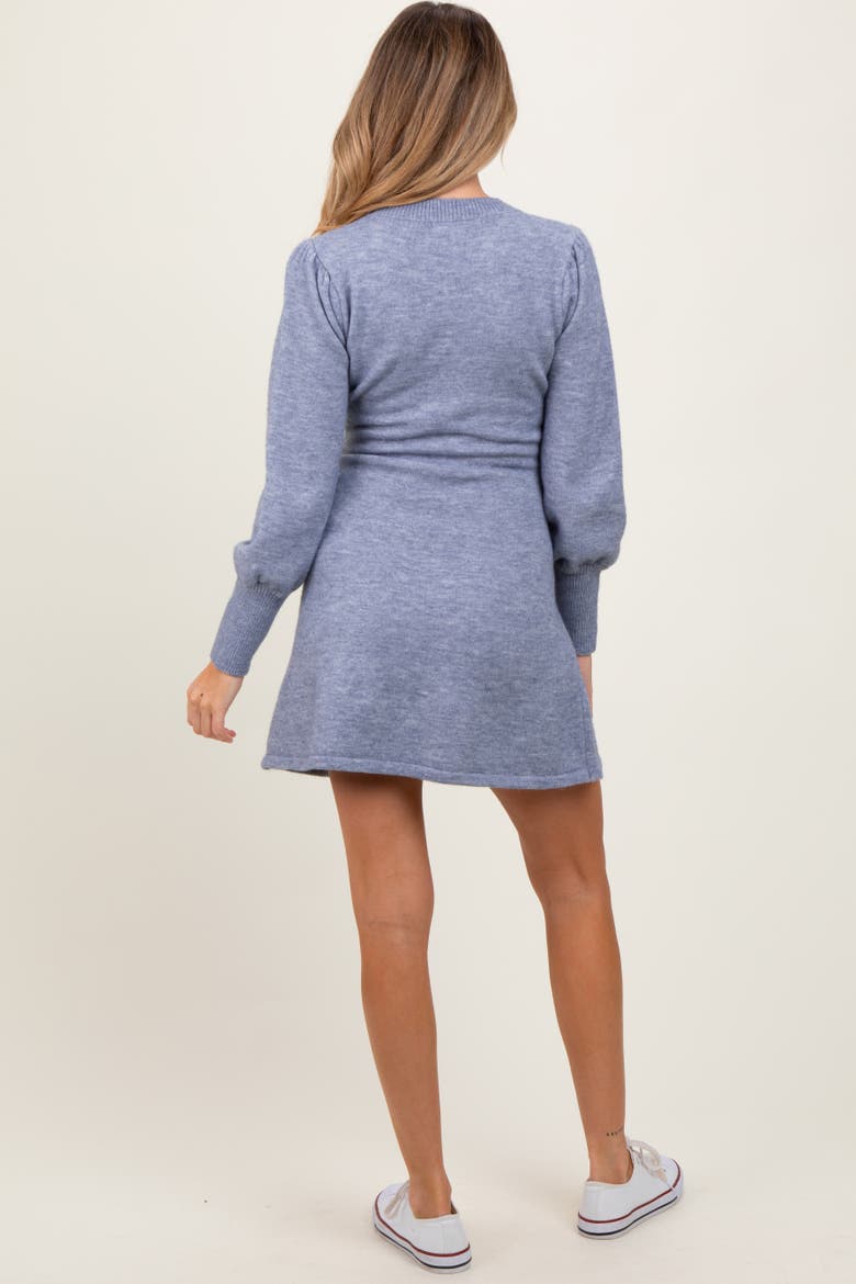 Knit Bubble Sleeve Mini Dress, Alternate, color, Light Blue