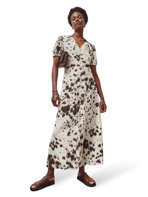 Animal Print Button Front Shirt Dress