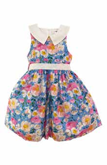 JOE-ELLA Kids' Contrast Collar Floral Dress
