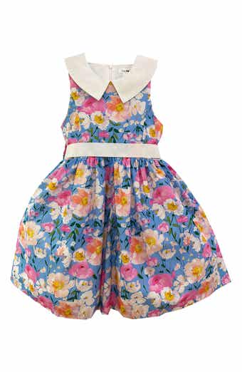 JOE-ELLA Kids' Contrast Collar Floral Dress