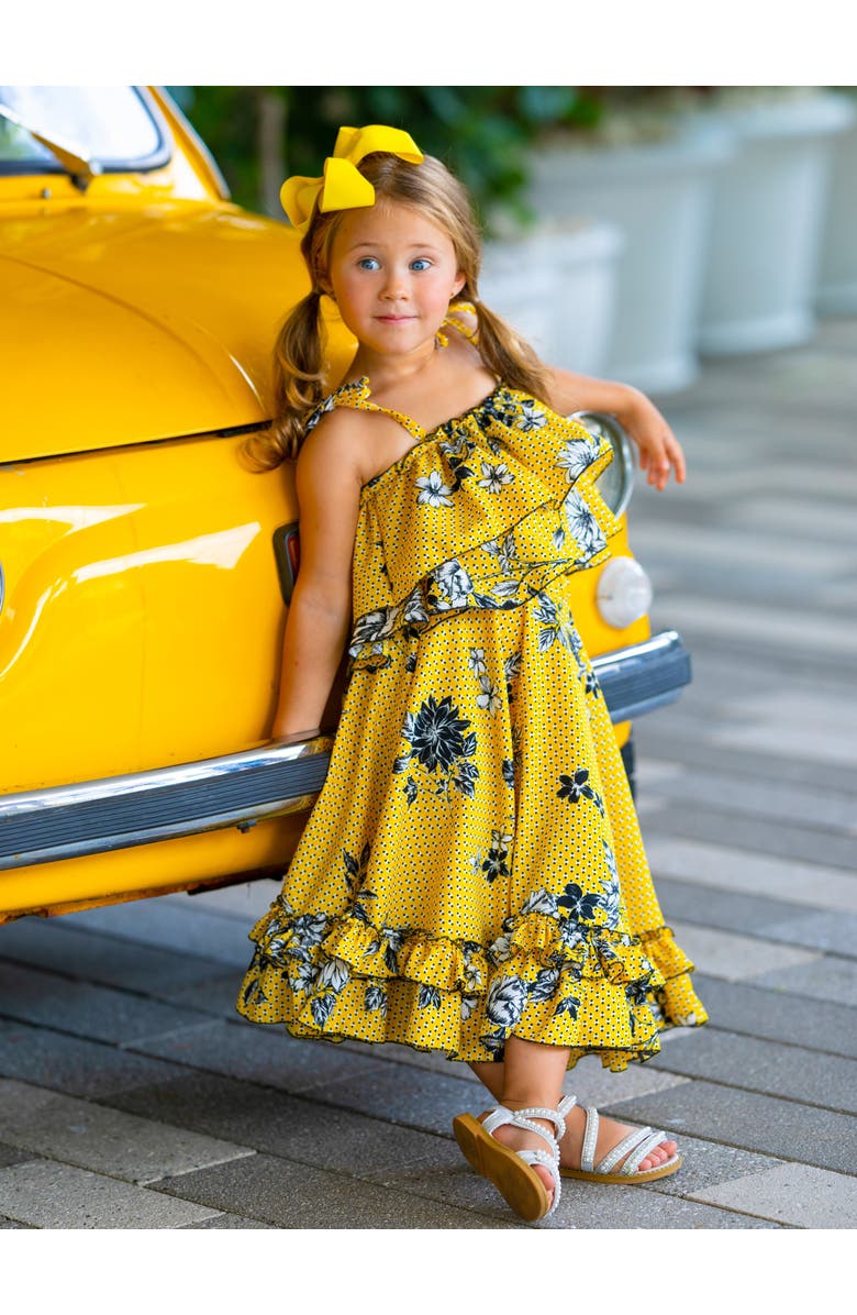 Mia Belle Girls Bright Days Ruffle Maxi Skirt Set, Alternate, color, Yellow