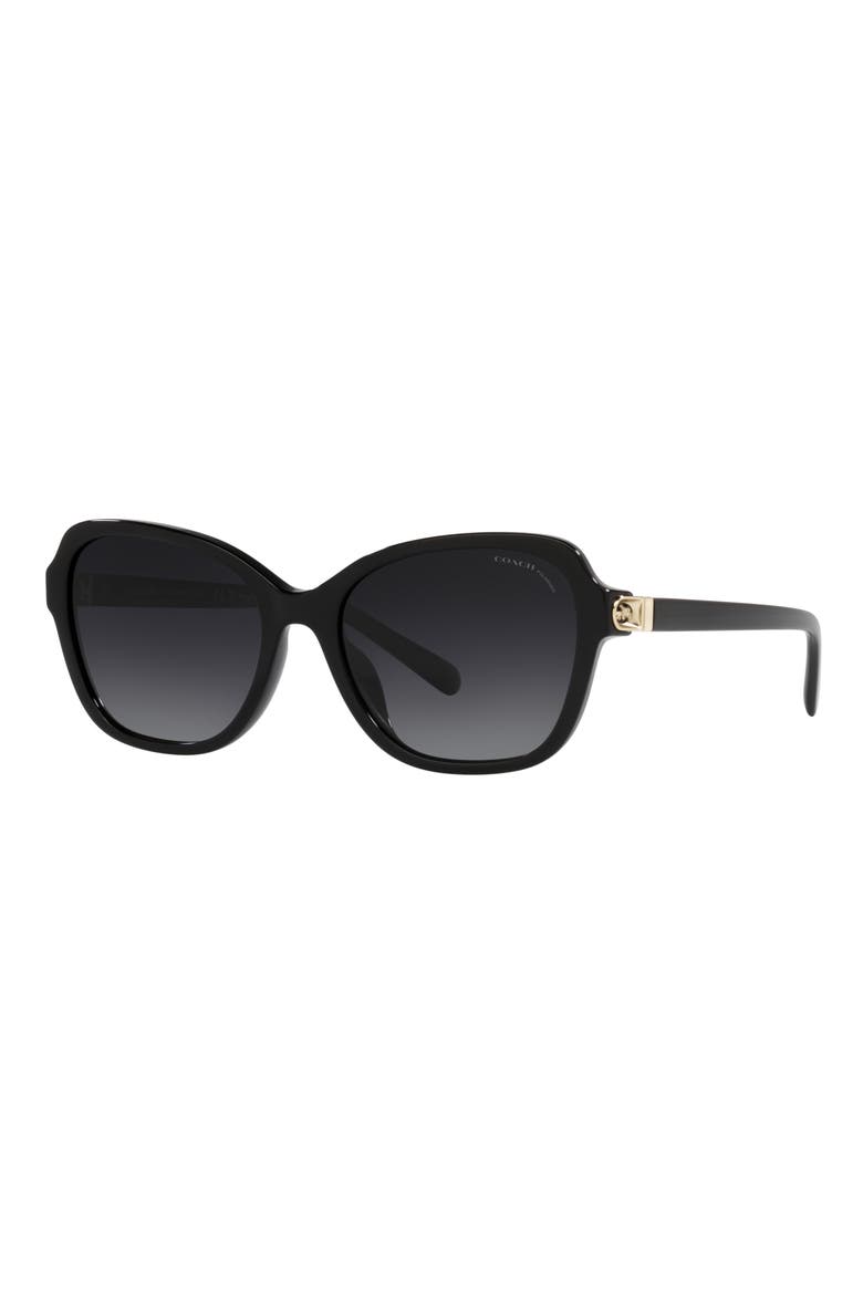 55mm Gradient Polarized Irregular Sunglasses, Alternate, color, BLACK