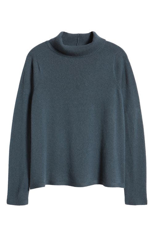 Eileen Fisher Boxy Cashmere Turtleneck Sweater In Blue