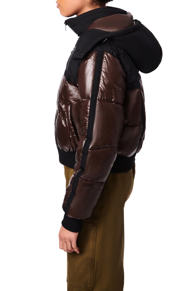 BERNIE Water Resistant Shiny Mixed Media Crop Puffer Jacket, Alternate, color, 