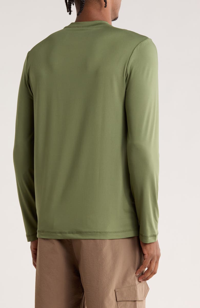 Hurley Logo Wave Long Sleeve Rashguard, Alternate, color, Aurora Green Heather