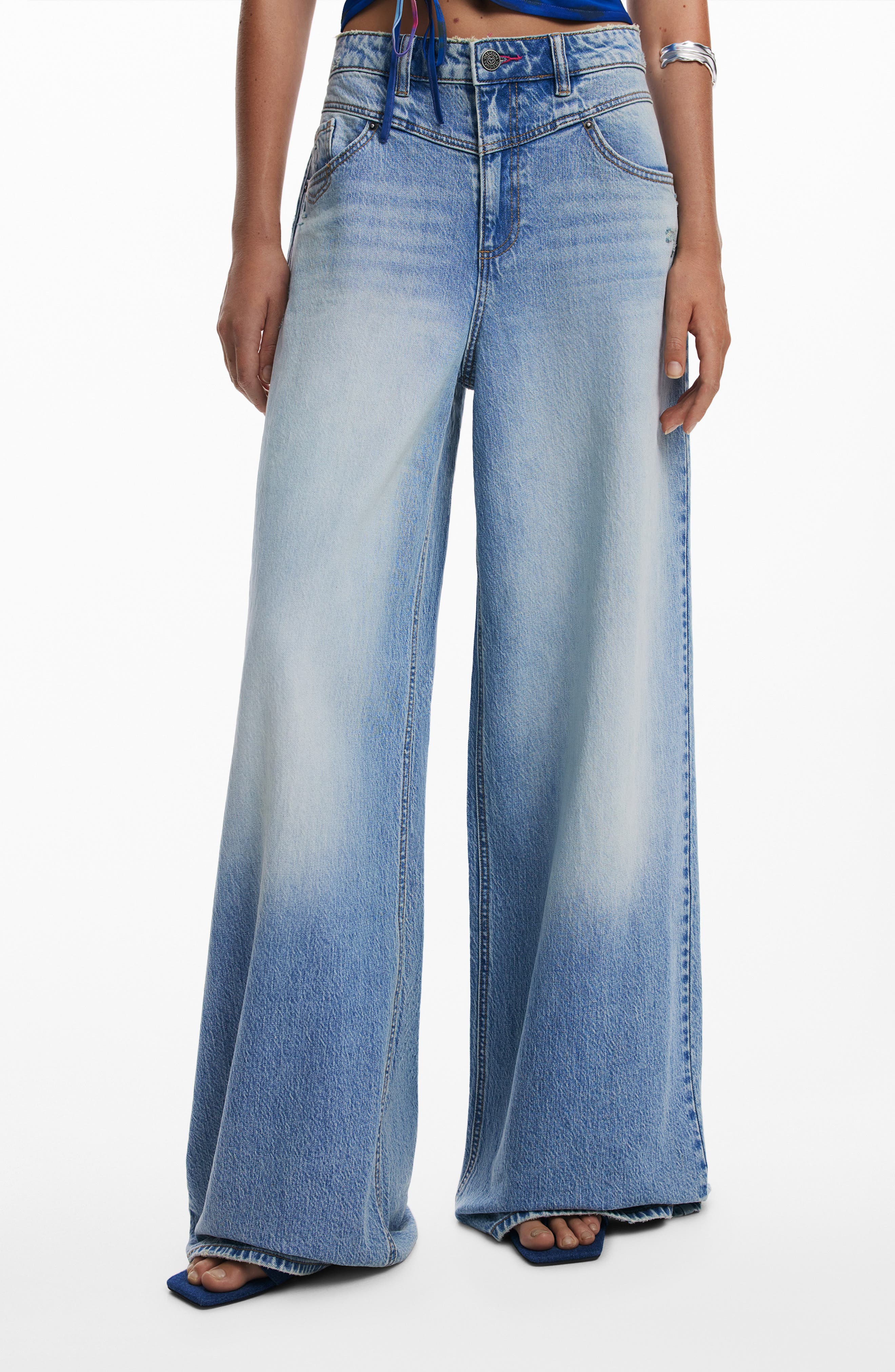 Desigual Shadow Pocket Wide Leg Jeans