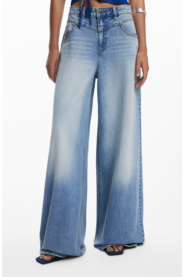 Shadow Pocket Wide Leg Jeans, Main, color, MEDIUM BLUE