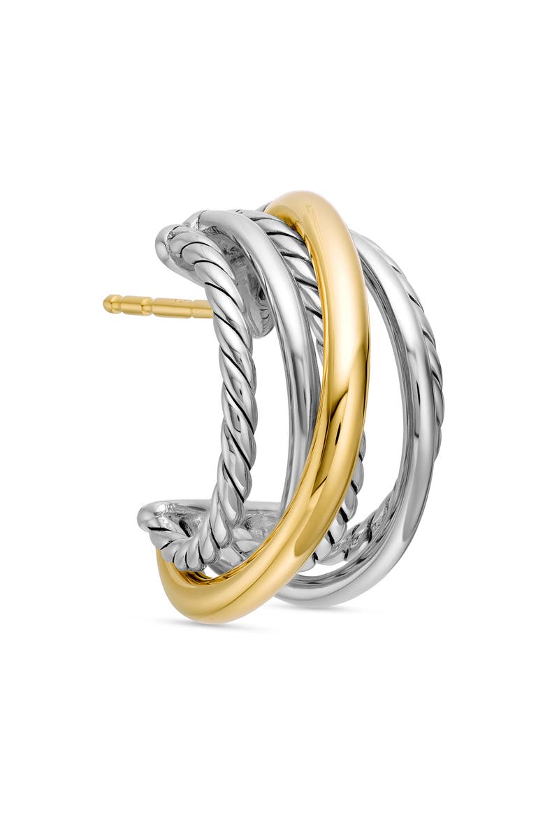 Crossover Huggie Hoop Earrings, Alternate, color, SILVER/ GOLD