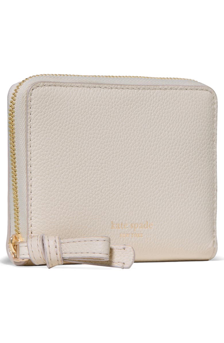 Kate Spade New York loop small pebbled leather zip wallet, Alternate, color, Cashew Milk