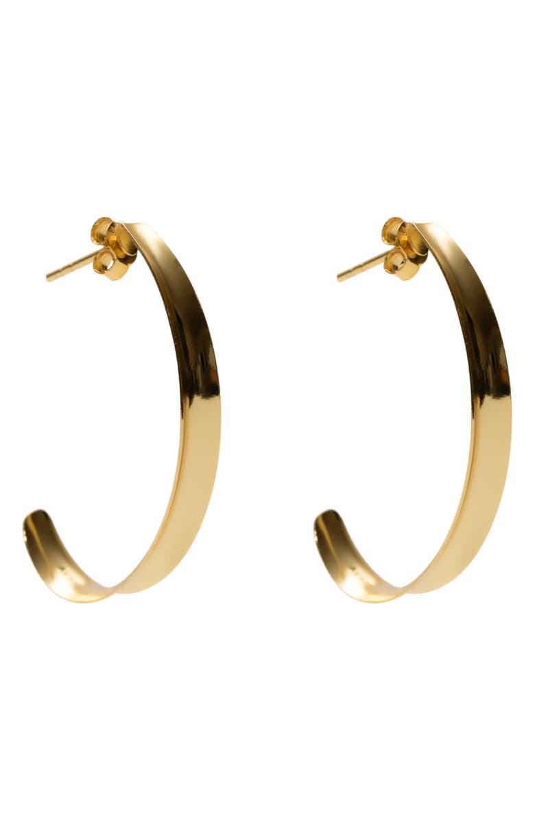 Argento Vivo Sterling Silver Thin Concave Hoop Earrings, Main, color, Gold