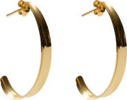 Argento Vivo Sterling Silver Thin Concave Hoop Earrings