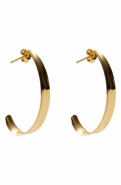 Argento Vivo Sterling Silver Thin Concave Hoop Earrings