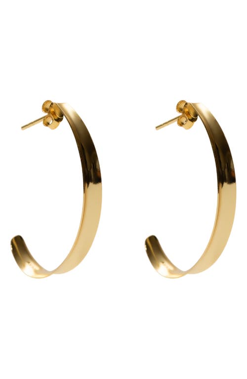 Argento Vivo Sterling Silver Thin Concave Hoop Earrings In Gold