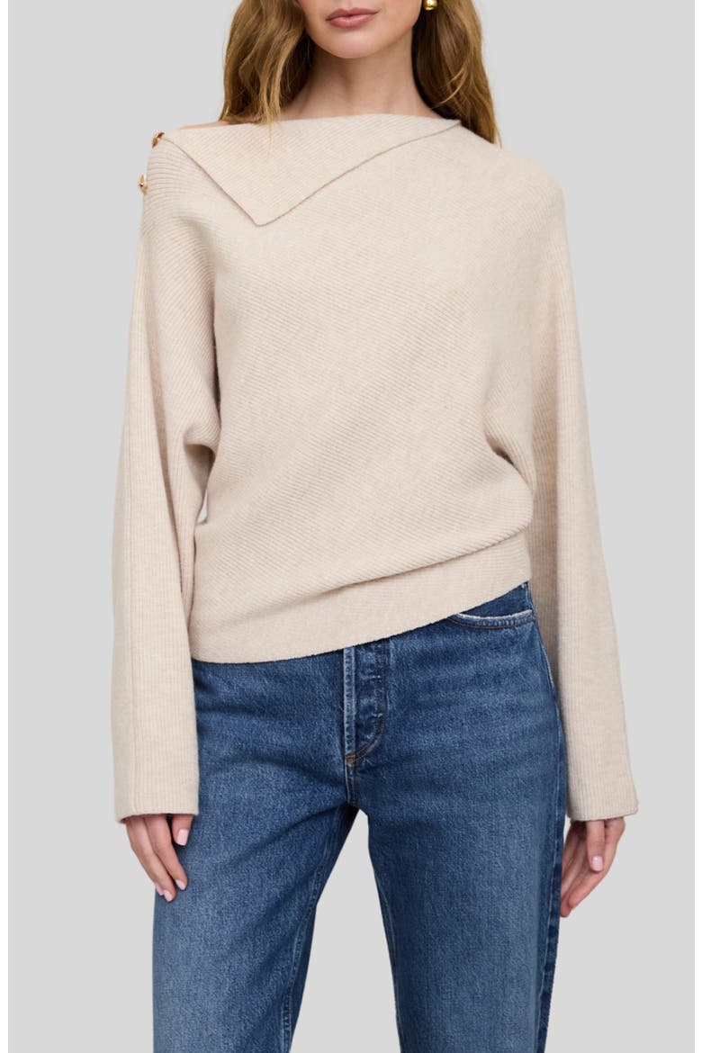 Asymmetric Neckline Ribbed Sweater, Main, color, CREAM
