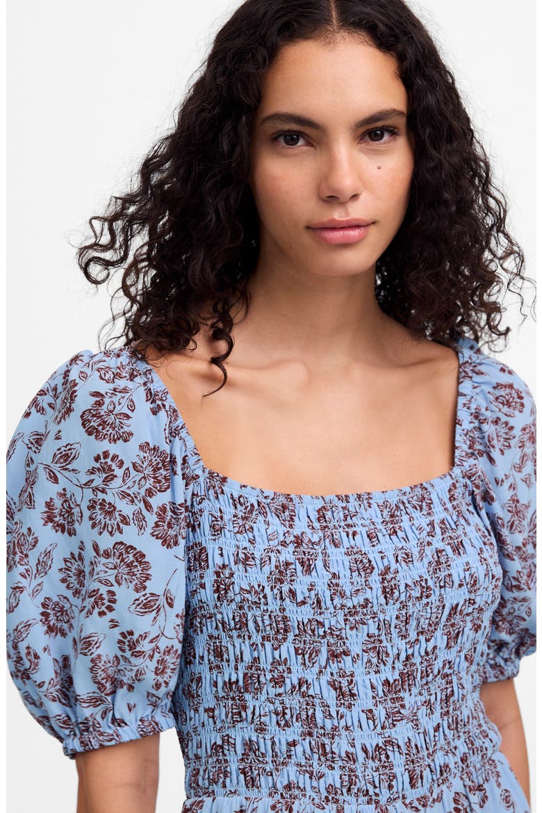 Floral Smocked Puff Sleeve Dress, Alternate, color, SAYLOR FLORAL LIGHT POOL